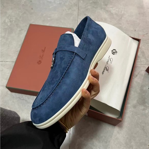 Loro Piana Shoes - Authentic Loro Piana Tennis Walk Navy Suede Sneakers Made in Italy